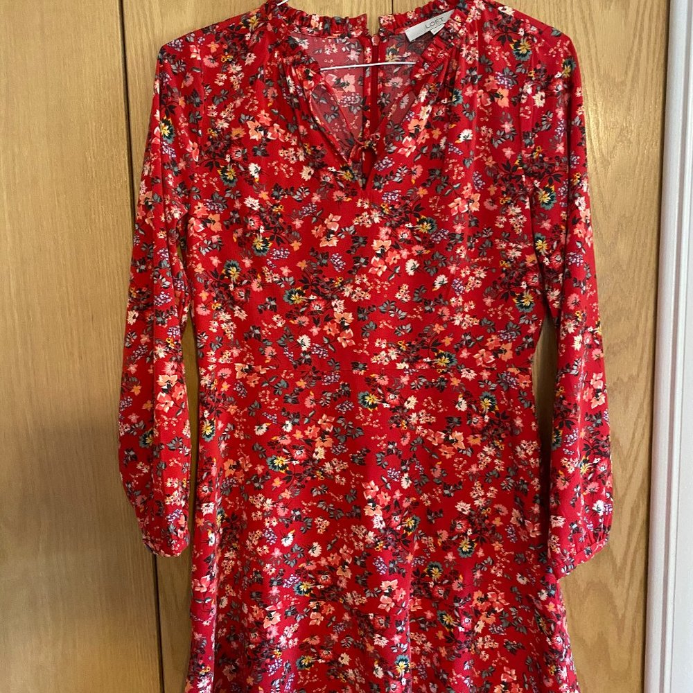 LOFT Red Floral Dress